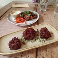 Beetroot fritters at The Green Rocket Cafe in Bath