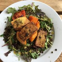 Warm squash and lentil salad with marinated tofu  at The Green Rocket Cafe in Bath