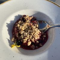 Berry and Lavender Crumble with hazelnut topping  at The Green Rocket Cafe in Bath