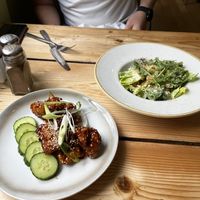 Bang bang cauliflower and Caesar salad (starter portions) - I don’t think the photos do them justice!   at The Green Rocket Cafe in Bath