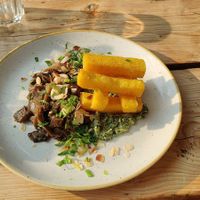 Mushroom and aubergine caponata at The Green Rocket Cafe in Bath