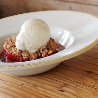 Berry and lavender crumble at The Green Rocket Cafe in Bath
