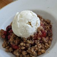 Red fruits and lavender crumble at The Green Rocket Cafe in Bath