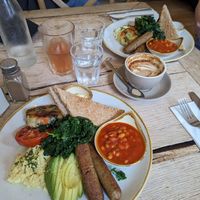 Monster Brekky (mushroom swapped for avocado) at The Green Rocket Cafe in Bath