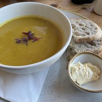 Squash and courgette soupp #Veganuary at The Green Rocket Cafe in Bath