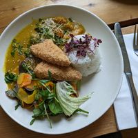 Vegan Chicken Katsu Curry at The Green Rocket Cafe in Bath