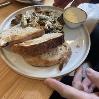Mushroom and cashew on toast  at The Green Rocket Cafe in Bath