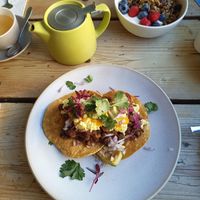 Top to bottom: maple granola and huevos rancheros at The Green Rocket Cafe in Bath