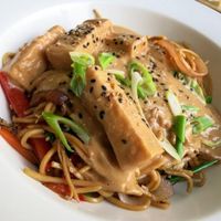 Sesame Ramen Noodles with Lime Satay  at The Green Rocket Cafe in Bath