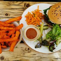 Burger was fantastic  at The Green Rocket Cafe in Bath