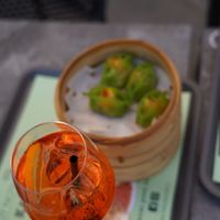 Aperol & vegane Dumplins  at Kauai Poke in Trieste