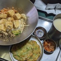 tofu bibimbap & courgette jeon at Bebab in Seoul