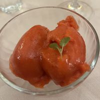 Dessert - strawberry sorbet   at Taverna dell'Arte in Naples