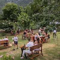 Outside seating at Villa Gjeçaj in Theth