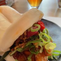 Firecracker jackfruit bao bun and hitachino redrice ale  at Wagamama  in Stockholm