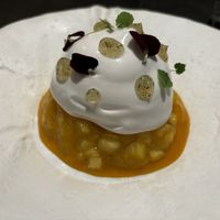 Dessert made of mango, passion fruit and a coconut mousse  at Bulle Restaurant in Lyon