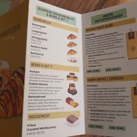 Menu at Ferdinand Coffee in Bern