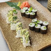 Sushi with cucumber, sushi with asparagus and sth else 🙈 at Nami Sushi Restaurant in Opatija