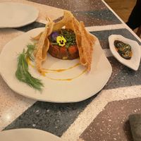 My favorite dish of the evening! A watermelon tatar with lots of umami taste!  #Veganuary at El Mundo Restaurante in Mexico City