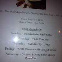 soup menu at Brews N Bytes Internet Cafe and Eatery in Danville