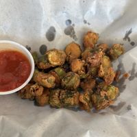 fried okra with marinara saucee  at Squires Corner Kitchen in Lexington