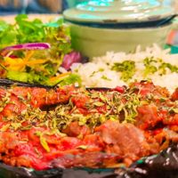 Epic tomato mince stuffed aubergine with a delicious creamy sweetcorn sauce #Veganuary at Alma Veg  in Carcavelos