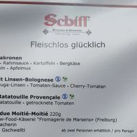 Vegan main dishes 2024 at Schiff in Luzern