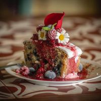 Vegan berry cake at Los Padmitos - San Marcos in Quito