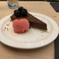 Vegan chocolate tart and sorbet at The Faulkner in Chester