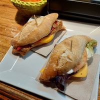 Sautéed tofu (left), vegan cheese and veganaise (right) at Café Dublin in Vitoria Gasteiz