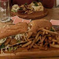 Vegan mushroom sub (partners wrap in the background - not vegan but they do a vegan option) at Cafe Noshers in Nuwara Eliya