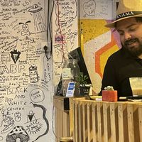 Friendly owner  at Cafe Noshers in Nuwara Eliya