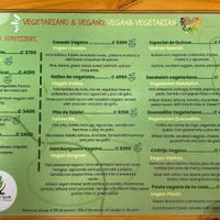Veggie menu  at The Green Spoon in La Fortuna