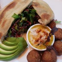 Falafel pita, no pico de gallo (asked for it removed) at The Green Spoon in La Fortuna