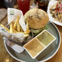 Vegan burger  at The Green Spoon in La Fortuna