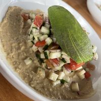 Greek salad with vegan cheese instead of feta  at The Green Spoon in La Fortuna