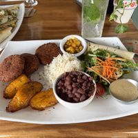 My Casado vegano - it was decent but not as flavorful as others that I Had in la fortuna. It was pretty dry and I had to request more salsa, especially for the fritters included.  at The Green Spoon in La Fortuna