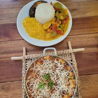 nhoque e moqueca vegana at São Saruê in Campinas