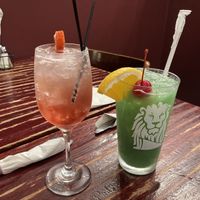 Left: strawberry and Prosecco alcoholic beverage , Right: Xtra Life non-alcoholic beverage    at UnBEETable  in Schenectady