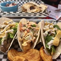 Steak Caesar taco and fish taco  at UnBEETable  in Schenectady