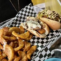 Dog duo and sidewinder fries  at UnBEETable  in Schenectady