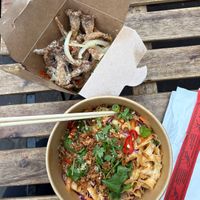 Salt n chilli oyster mushrooms, peanut noodles  at Ho Lee Fook  in Glasgow