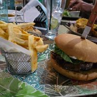 Vegan Burger at The Bush Garden Seafood & Steakhouse in Nassau