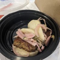 Seitan bao buns at Cottage St Ramen in Bar Harbor