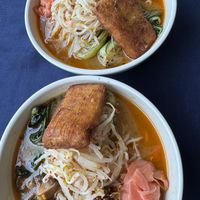 Mushroom ramen with tofu and ginger   at Cottage St Ramen in Bar Harbor