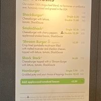 Wall menu at JFK - Shake Shack - T4 in Queens