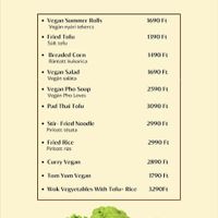 Vegetarian menu at Pho St in Budapest