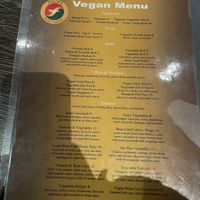 Vegan menu  at Fulin's Asian Cuisine in Ooltewah