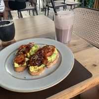 Avocado and grilled toms toast  at Papaya Cafe in Santa Maria