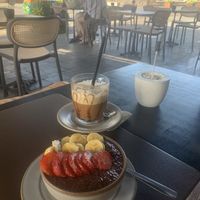 Chia pudding breakfast bowl  at Papaya Cafe in Santa Maria